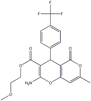 2-methoxyethyl 2-amino-7-methyl-5-oxo-4-[4-(trifluoromethyl)phenyl]-4H,5H-pyrano[4,3-b]pyran-3-carboxylate 구조식 이미지