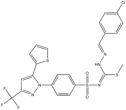 N1-[[2-(4-chlorobenzylidene)hydrazino](methylthio)methylidene]-4-[5-(2-thienyl)-3-(trifluoromethyl)-1H-pyrazol-1-yl]benzene-1-sulfonamide 구조식 이미지