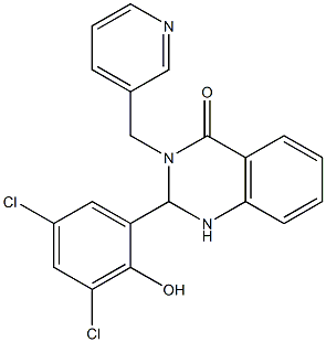 2-(3,5-dichloro-2-hydroxyphenyl)-3-(3-pyridylmethyl)-1,2,3,4-tetrahydroquinazolin-4-one 구조식 이미지