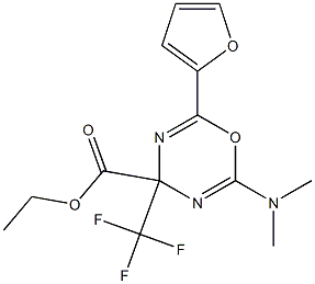 ethyl 2-(dimethylamino)-6-(2-furyl)-4-(trifluoromethyl)-4H-1,3,5-oxadiazine-4-carboxylate Structure