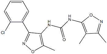 N-[3-(2-chlorophenyl)-5-methylisoxazol-4-yl]-N'-(3,4-dimethylisoxazol-5-yl)urea 구조식 이미지