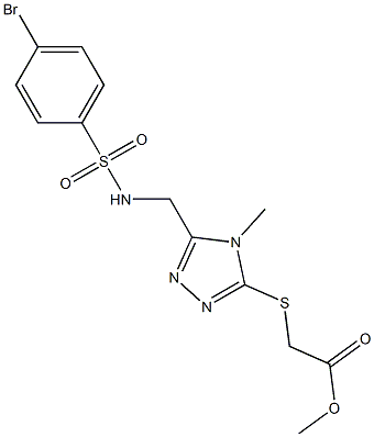 methyl 2-{[5-({[(4-bromophenyl)sulfonyl]amino}methyl)-4-methyl-4H-1,2,4-triazol-3-yl]sulfanyl}acetate Structure