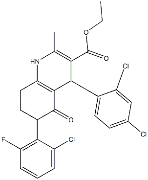 ethyl 6-(2-chloro-6-fluorophenyl)-4-(2,4-dichlorophenyl)-2-methyl-5-oxo-1,4,5,6,7,8-hexahydro-3-quinolinecarboxylate 구조식 이미지