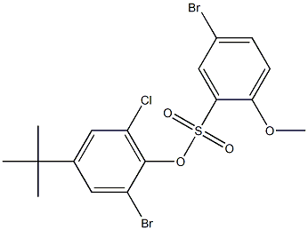 2-bromo-4-(tert-butyl)-6-chlorophenyl 5-bromo-2-methoxybenzene-1-sulfonate 구조식 이미지