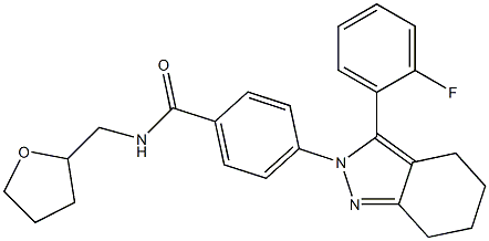 4-[3-(2-fluorophenyl)-4,5,6,7-tetrahydro-2H-indazol-2-yl]-N-(tetrahydro-2-furanylmethyl)benzenecarboxamide Structure