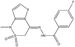 4-fluoro-N'-[1-methyl-2,2-dioxo-2,3-dihydro-2lambda~6~-thieno[3,2-c][1,2]thiazin-4(1H)-yliden]benzenecarbohydrazide 구조식 이미지