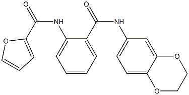 N2-{2-[(2,3-dihydro-1,4-benzodioxin-6-ylamino)carbonyl]phenyl}-2-furamide 구조식 이미지