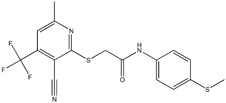 2-{[3-cyano-6-methyl-4-(trifluoromethyl)-2-pyridinyl]sulfanyl}-N-[4-(methylsulfanyl)phenyl]acetamide 구조식 이미지