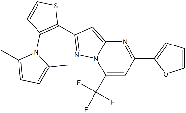 2-[3-(2,5-dimethyl-1H-pyrrol-1-yl)-2-thienyl]-5-(2-furyl)-7-(trifluoromethyl)pyrazolo[1,5-a]pyrimidine Structure