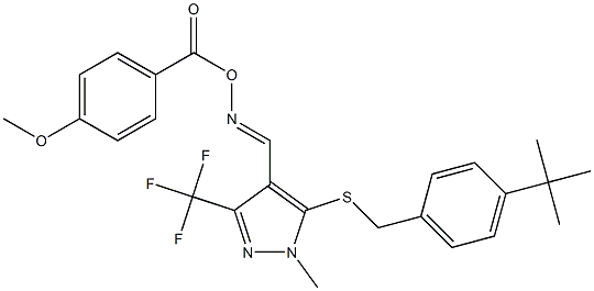 5-{[4-(tert-butyl)benzyl]sulfanyl}-4-({[(4-methoxybenzoyl)oxy]imino}methyl)-1-methyl-3-(trifluoromethyl)-1H-pyrazole Structure