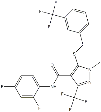 N-(2,4-difluorophenyl)-1-methyl-3-(trifluoromethyl)-5-{[3-(trifluoromethyl)benzyl]sulfanyl}-1H-pyrazole-4-carboxamide 구조식 이미지