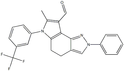 7-Methyl-2-phenyl-6-(3-trifluoromethyl-phenyl)-2,4,5,6-tetrahydro-pyrrolo[2,3-g]indazole-8-carbaldehyde 구조식 이미지