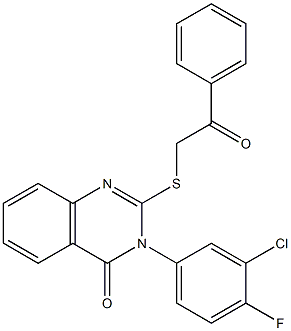 3-(3-chloro-4-fluorophenyl)-2-[(2-oxo-2-phenylethyl)thio]-3,4-dihydroquinazolin-4-one Structure