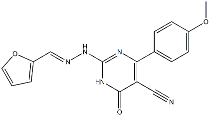 2-[2-(2-furylmethylidene)hydrazino]-4-(4-methoxyphenyl)-6-oxo-1,6-dihydropyrimidine-5-carbonitrile Structure