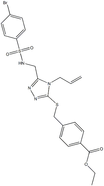 ethyl 4-({[4-allyl-5-({[(4-bromophenyl)sulfonyl]amino}methyl)-4H-1,2,4-triazol-3-yl]sulfanyl}methyl)benzenecarboxylate 구조식 이미지