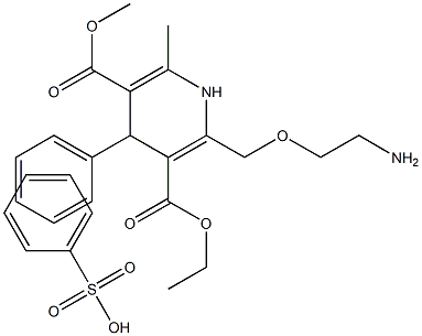 3-ethyl 5-methyl 2-[(2-aminoethoxy)methyl]-6-methyl-4-phenyl-1,4-dihydropyridine-3,5-dicarboxylate benzenesulfonate 구조식 이미지