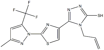 4-allyl-5-{2-[3-methyl-5-(trifluoromethyl)-1H-pyrazol-1-yl]-1,3-thiazol-4-yl}-4H-1,2,4-triazole-3-thiol Structure