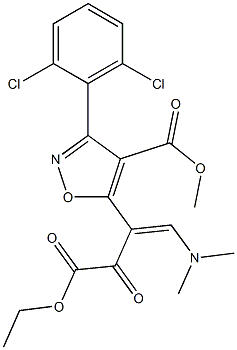 methyl 3-(2,6-dichlorophenyl)-5-[2-(dimethylamino)-1-(2-ethoxy-2-oxoacetyl)vinyl]-4-isoxazolecarboxylate 구조식 이미지