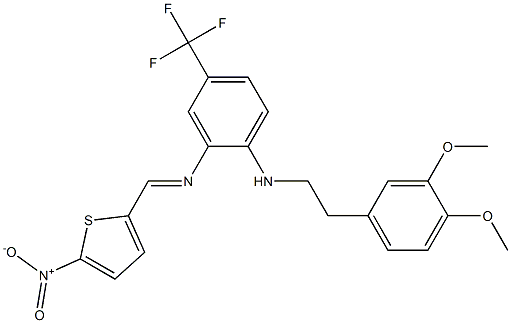 N1-(3,4-dimethoxyphenethyl)-N2-[(5-nitro-2-thienyl)methylidene]-4-(trifluoromethyl)benzene-1,2-diamine 구조식 이미지