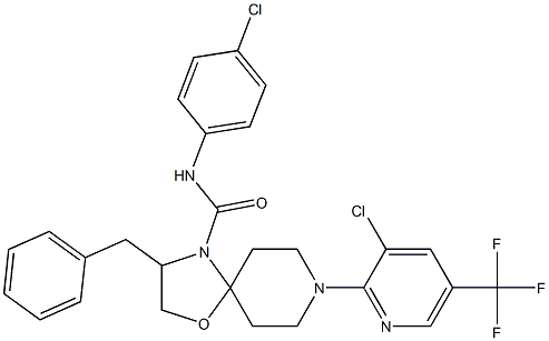 3-benzyl-N-(4-chlorophenyl)-8-[3-chloro-5-(trifluoromethyl)-2-pyridinyl]-1-oxa-4,8-diazaspiro[4.5]decane-4-carboxamide 구조식 이미지