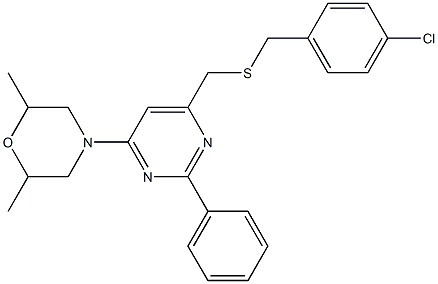 4-(6-{[(4-chlorobenzyl)sulfanyl]methyl}-2-phenyl-4-pyrimidinyl)-2,6-dimethylmorpholine 구조식 이미지