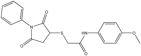 N1-(4-methoxyphenyl)-2-[(2,5-dioxo-1-phenyltetrahydro-1H-pyrrol-3-yl)thio]acetamide Structure