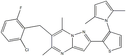 6-(2-chloro-6-fluorobenzyl)-2-[3-(2,5-dimethyl-1H-pyrrol-1-yl)-2-thienyl]-5,7-dimethylpyrazolo[1,5-a]pyrimidine Structure