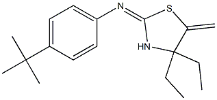 N1-(4,4-diethyl-5-methylidene-1,3-thiazolan-2-yliden)-4-(tert-butyl)aniline 구조식 이미지