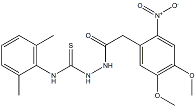 N1-(2,6-dimethylphenyl)-2-[2-(4,5-dimethoxy-2-nitrophenyl)acetyl]hydrazine- 1-carbothioamide 구조식 이미지