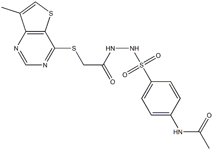 N1-{4-[(2-{2-[(7-methylthieno[3,2-d]pyrimidin-4-yl)thio]acetyl}hydrazino)sulfonyl]phenyl}acetamide Structure