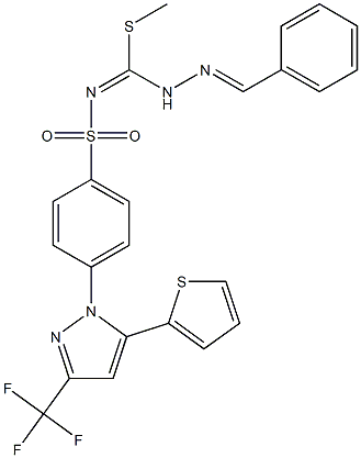 N1-[(2-benzylidenehydrazino)(methylthio)methylidene]-4-[5-(2-thienyl)-3-(trifluoromethyl)-1H-pyrazol-1-yl]benzene-1-sulfonamide Structure