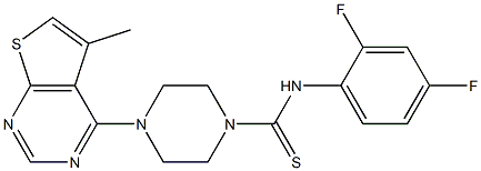 N1-(2,4-difluorophenyl)-4-(5-methylthieno[2,3-d]pyrimidin-4-yl)piperazine-1-carbothioamide 구조식 이미지