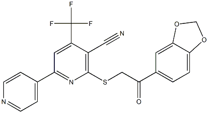 6-{[2-(1,3-benzodioxol-5-yl)-2-oxoethyl]thio}-4-(trifluoromethyl)-2,4'-bipyridine-5-carbonitrile Structure