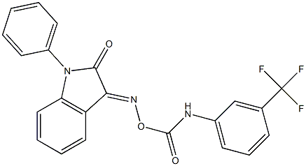 1-phenyl-3-[({[3-(trifluoromethyl)anilino]carbonyl}oxy)imino]-1H-indol-2-one 구조식 이미지