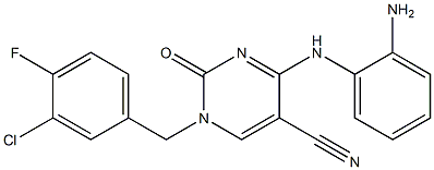 4-(2-aminoanilino)-1-(3-chloro-4-fluorobenzyl)-2-oxo-1,2-dihydropyrimidine-5-carbonitrile 구조식 이미지