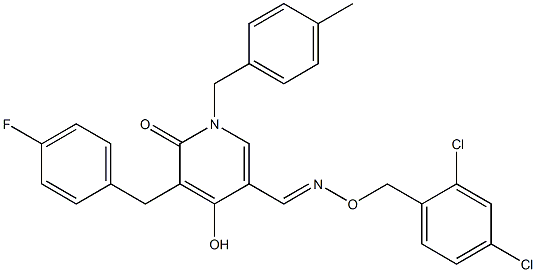 5-(4-fluorobenzyl)-4-hydroxy-1-(4-methylbenzyl)-6-oxo-1,6-dihydro-3-pyridinecarbaldehyde O-(2,4-dichlorobenzyl)oxime 구조식 이미지