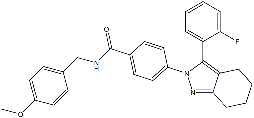 4-[3-(2-fluorophenyl)-4,5,6,7-tetrahydro-2H-indazol-2-yl]-N-(4-methoxybenzyl)benzenecarboxamide 구조식 이미지