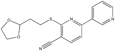 6-{[2-(1,3-dioxolan-2-yl)ethyl]thio}-2,3'-bipyridine-5-carbonitrile 구조식 이미지