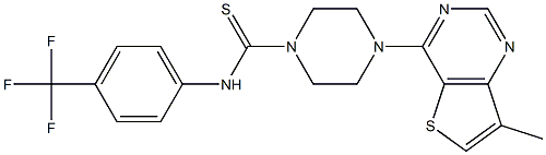 N1-[4-(trifluoromethyl)phenyl]-4-(7-methylthieno[3,2-d]pyrimidin-4-yl)piperazine-1-carbothioamide 구조식 이미지