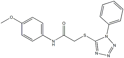 N-(4-methoxyphenyl)-2-[(1-phenyl-1H-1,2,3,4-tetraazol-5-yl)sulfanyl]acetamide 구조식 이미지