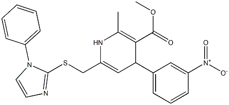 methyl 2-methyl-4-(3-nitrophenyl)-6-{[(1-phenyl-1H-imidazol-2-yl)sulfanyl]methyl}-1,4-dihydro-3-pyridinecarboxylate 구조식 이미지