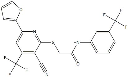 2-{[3-cyano-6-(2-furyl)-4-(trifluoromethyl)-2-pyridinyl]sulfanyl}-N-[3-(trifluoromethyl)phenyl]acetamide Structure