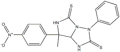 7-methyl-7-(4-nitrophenyl)-3-phenyldihydro-1H-imidazo[1,5-b][1,2,4]triazole-2,5(3H,6H)-dithione Structure