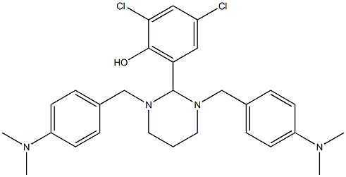 2,4-dichloro-6-{1,3-di[4-(dimethylamino)benzyl]hexahydropyrimidin-2-yl}phen ol Structure