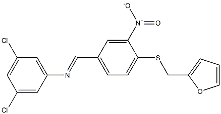 N-(3,5-dichlorophenyl)-N-((E)-{4-[(2-furylmethyl)sulfanyl]-3-nitrophenyl}methylidene)amine 구조식 이미지