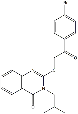 2-{[2-(4-bromophenyl)-2-oxoethyl]thio}-3-isobutyl-3,4-dihydroquinazolin-4-one 구조식 이미지