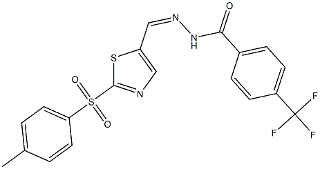 N'-((Z)-{2-[(4-methylphenyl)sulfonyl]-1,3-thiazol-5-yl}methylidene)-4-(trifluoromethyl)benzenecarbohydrazide 구조식 이미지