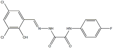 N1-(4-fluorophenyl)-2-[2-(3,5-dichloro-2-hydroxybenzylidene)hydrazino]-2-oxoacetamide 구조식 이미지