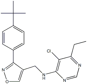 N-({3-[4-(tert-butyl)phenyl]-4-isoxazolyl}methyl)-5-chloro-6-ethyl-4-pyrimidinamine 구조식 이미지