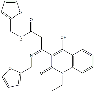 3-(1-ethyl-4-hydroxy-2-oxo-1,2-dihydro-3-quinolinyl)-N-(2-furylmethyl)-3-[(2-furylmethyl)imino]propanamide 구조식 이미지